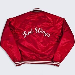 Detroit Red Wings Vintage 80s Chalk Line Satin Bomber Jacket